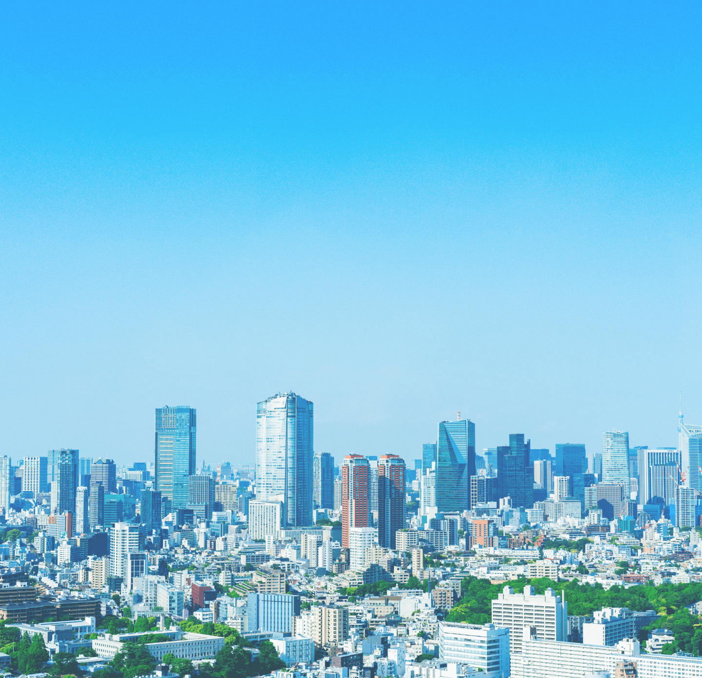 現代的な建築が密集した大都市のスカイラインと街並みの風景